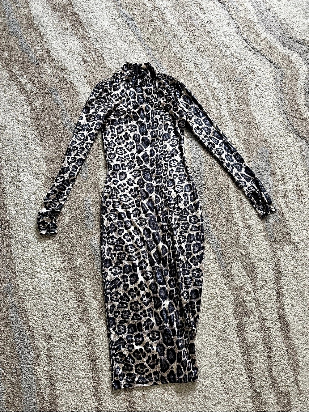 Akira Let's Get Lost Tonight Velvet Leopard Midi Dress